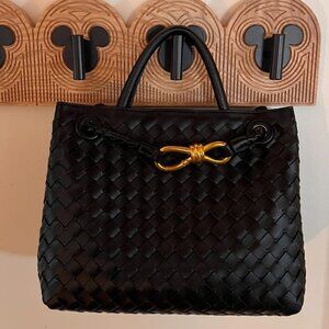 Neiman Marcus Lucine Handmade Woven Gold Knot Leather Purse